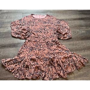 Talulah Anthropology Floral Dress Medium Pink Long Sleeve Built in Short M2
